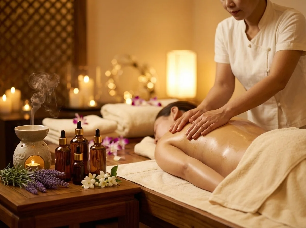 Aromatherapy massage with essential oils at Thai Haven London clinic
